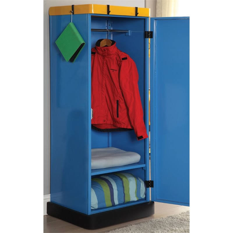Blue Metal Kids Wardrobe Armoire B38501