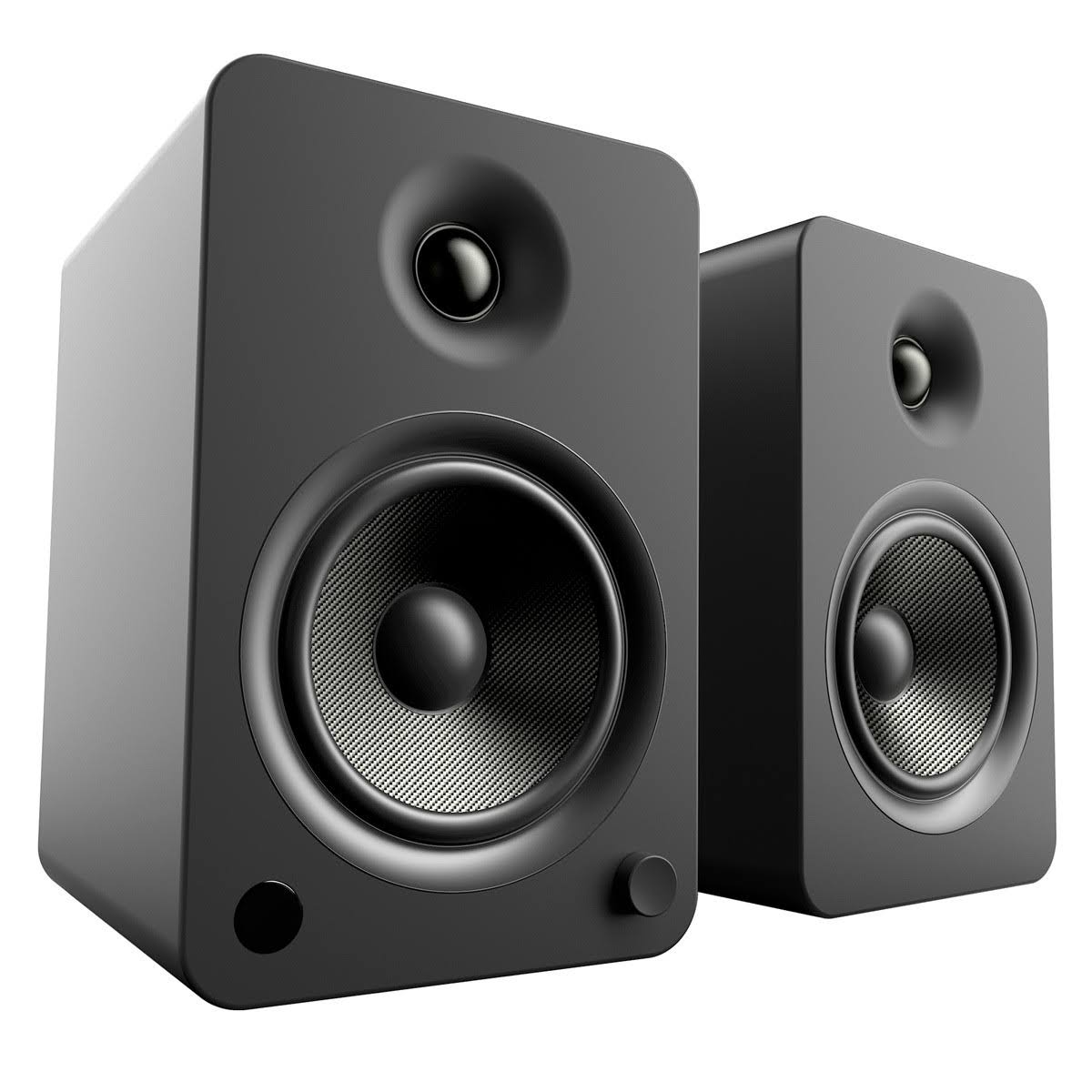 Matte Black Powered Bookshelf Speakers with Bluetooth and Desktop Stands Q9081
