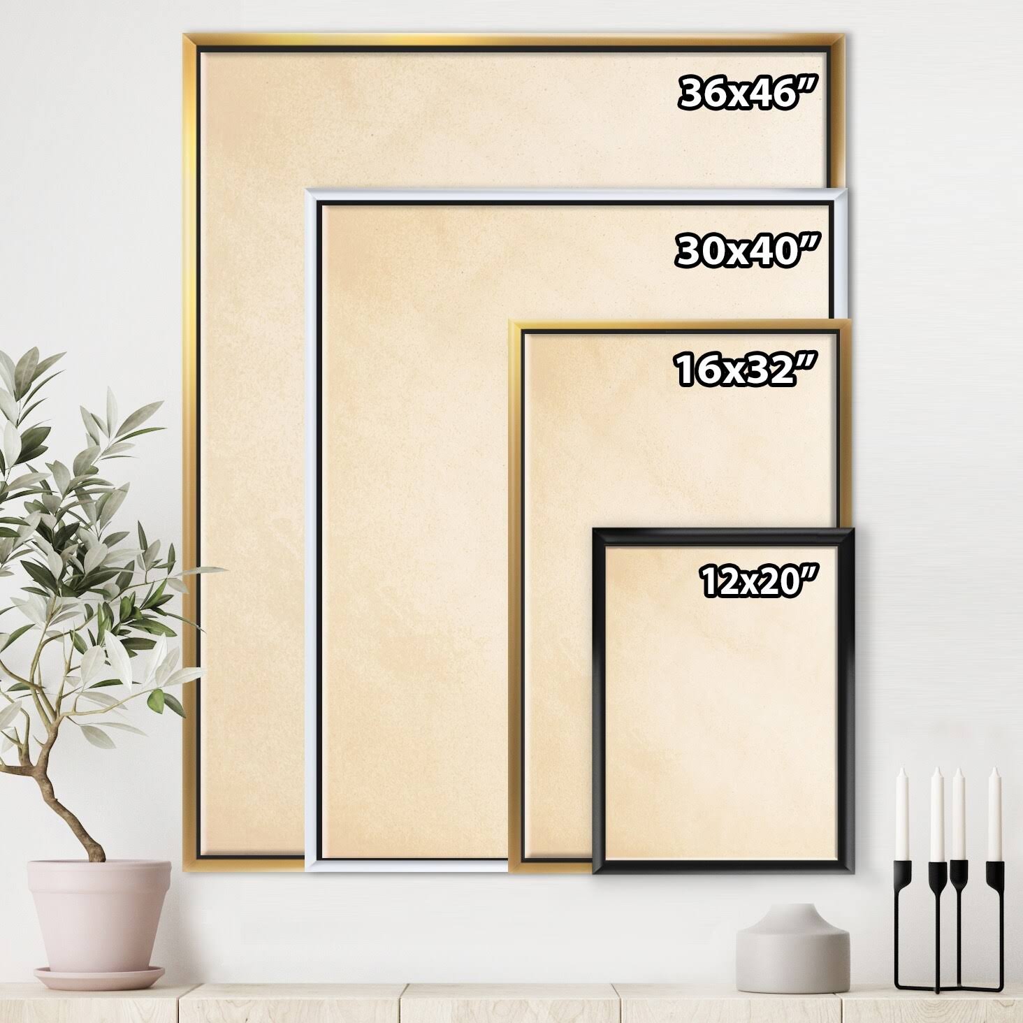 Geometric Framed Canvas - 34 in. Wide x 44 in. High - White K6444