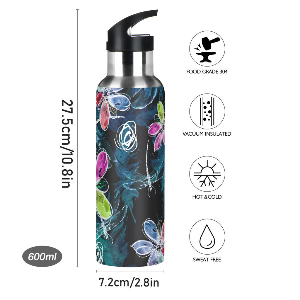 Stainless Steel Insulated Thermos Vacuum Flask Water Bottle with Straw Lid C125