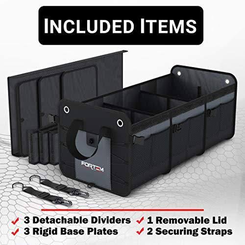 Grey Car Trunk Organizer with 3 Compartments H2998