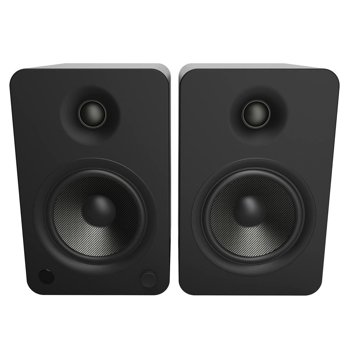 Matte Black Powered Bookshelf Speakers with Bluetooth and Desktop Stands Q9081