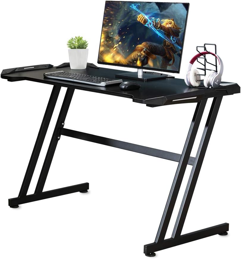 47 Ergonomic Z Shape Computer Desk with Carbon Fiber Surface E736415
