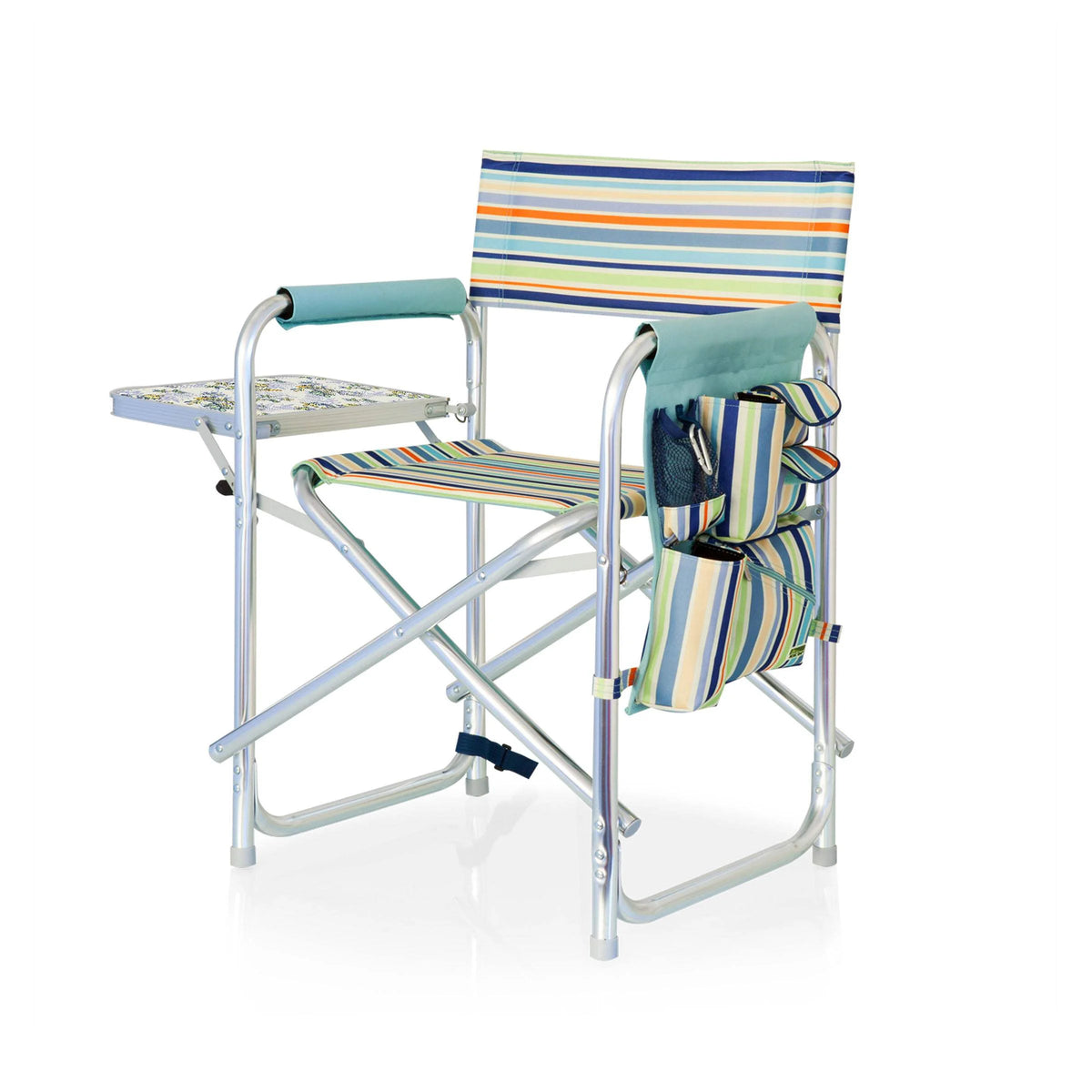 Sky Blue Sports Chair with Multi Stripe Pattern G9415