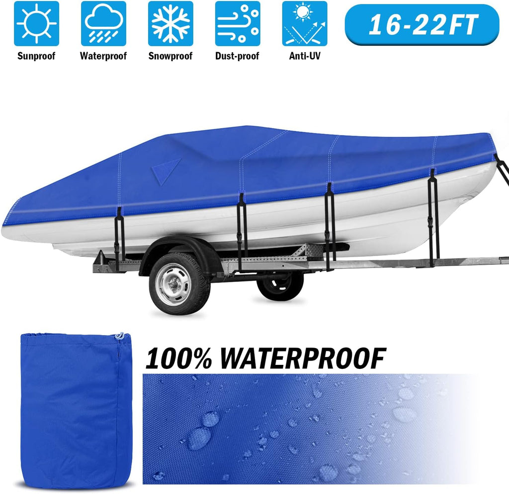600D Waterproof Trailerable Boat Cover (17-19ft, Gray) G424128