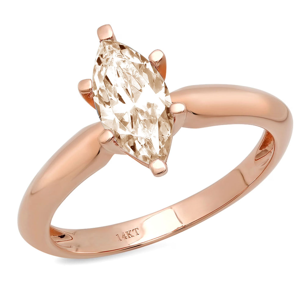 18k Rose Gold Champagne Simulated Diamond Ring F317