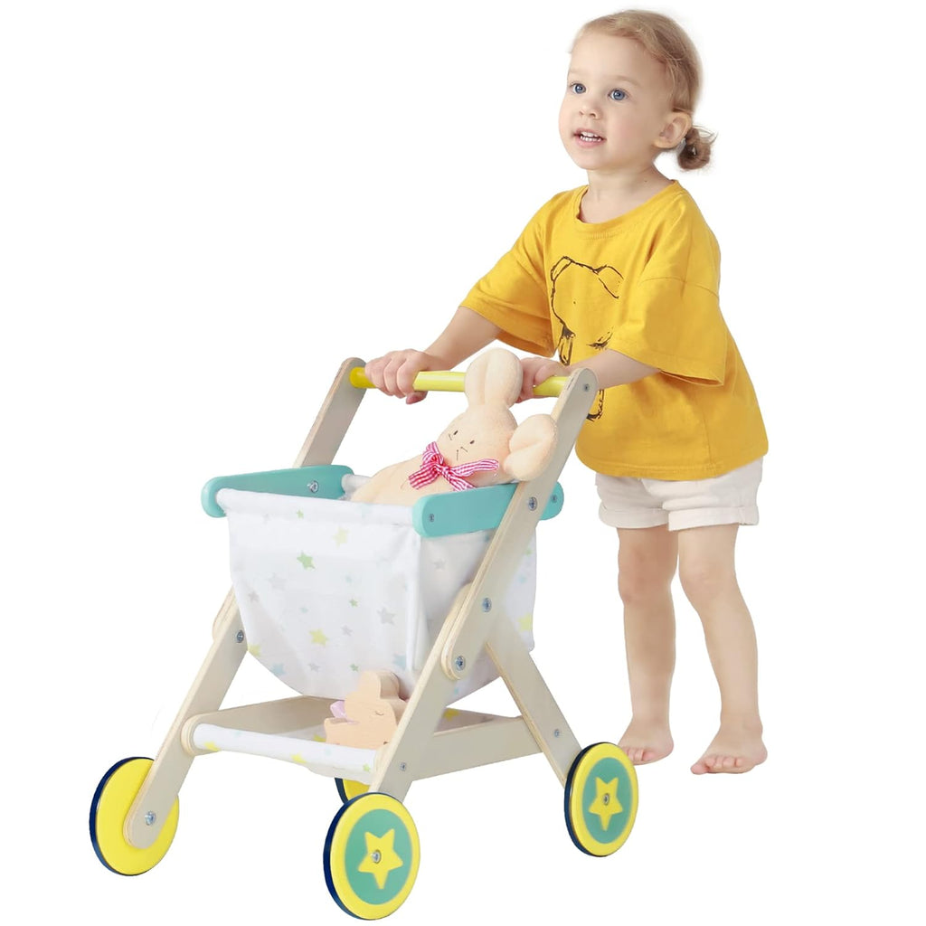 Kids Wooden Push Walker & Shopping Cart 2-in-1 O45743