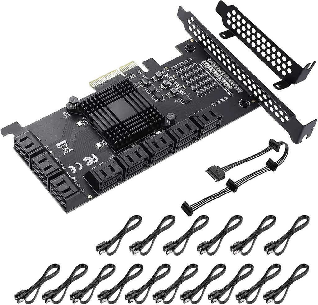 PCIE to SATA 3.0 6 Gbps Controller, 8 SATA Card with Cables, Pack of 2 O63886