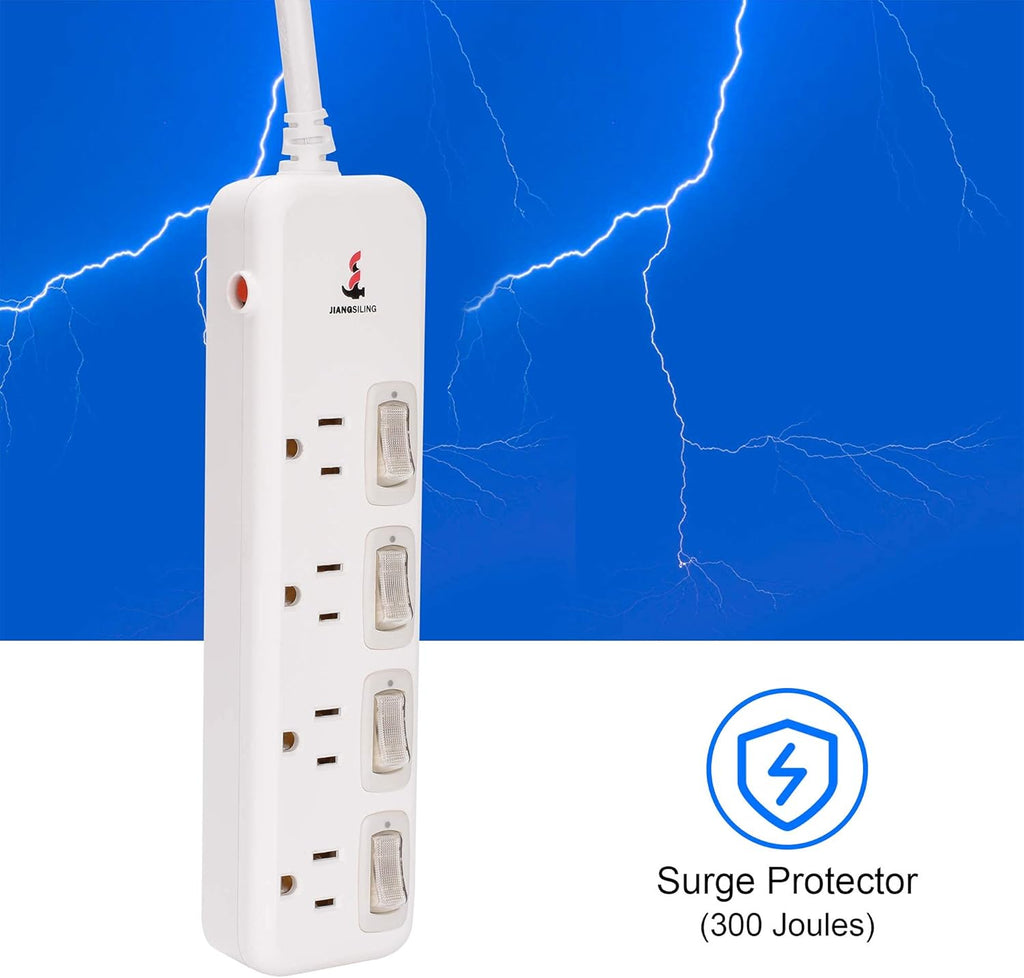 White 12 Pack Power Strip Surge Protector Extension Cord C76813