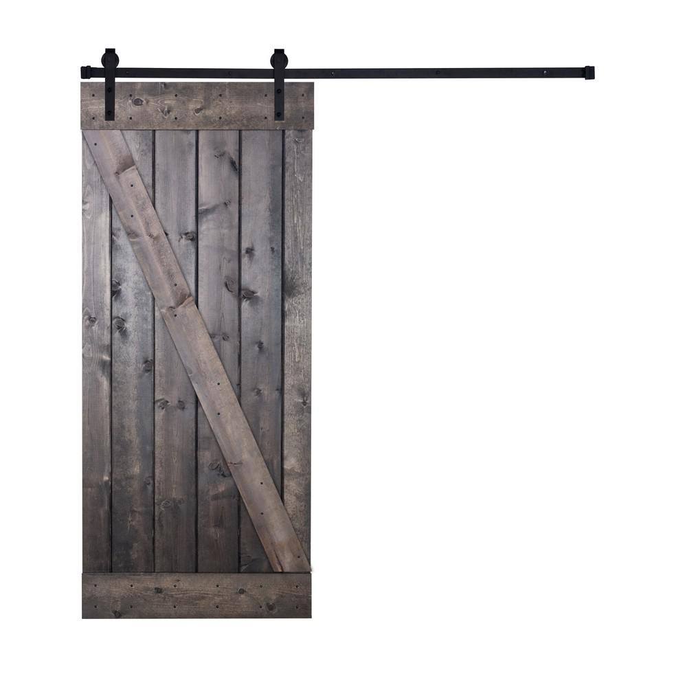 Paneled Wood Painted Barn Door with Installation Hardware Kit S297607