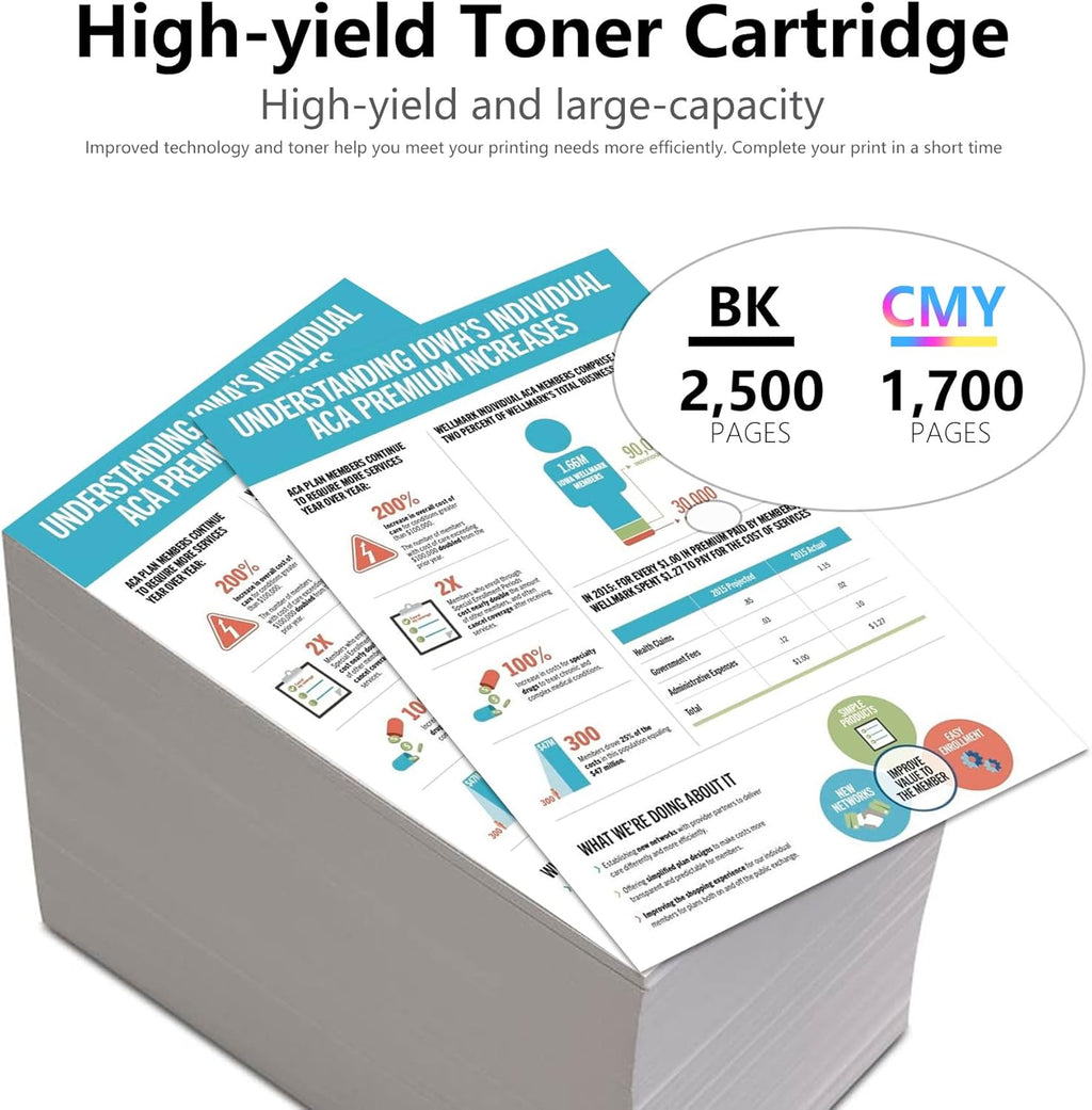 6 Pack Remanufactured Toner Cartridge for HP Color Printer V5373