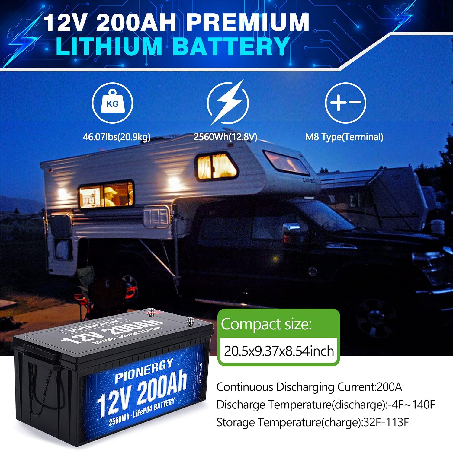 100 Ah 12V LiFePO4 Battery with 100A BMS 1280Wh B114