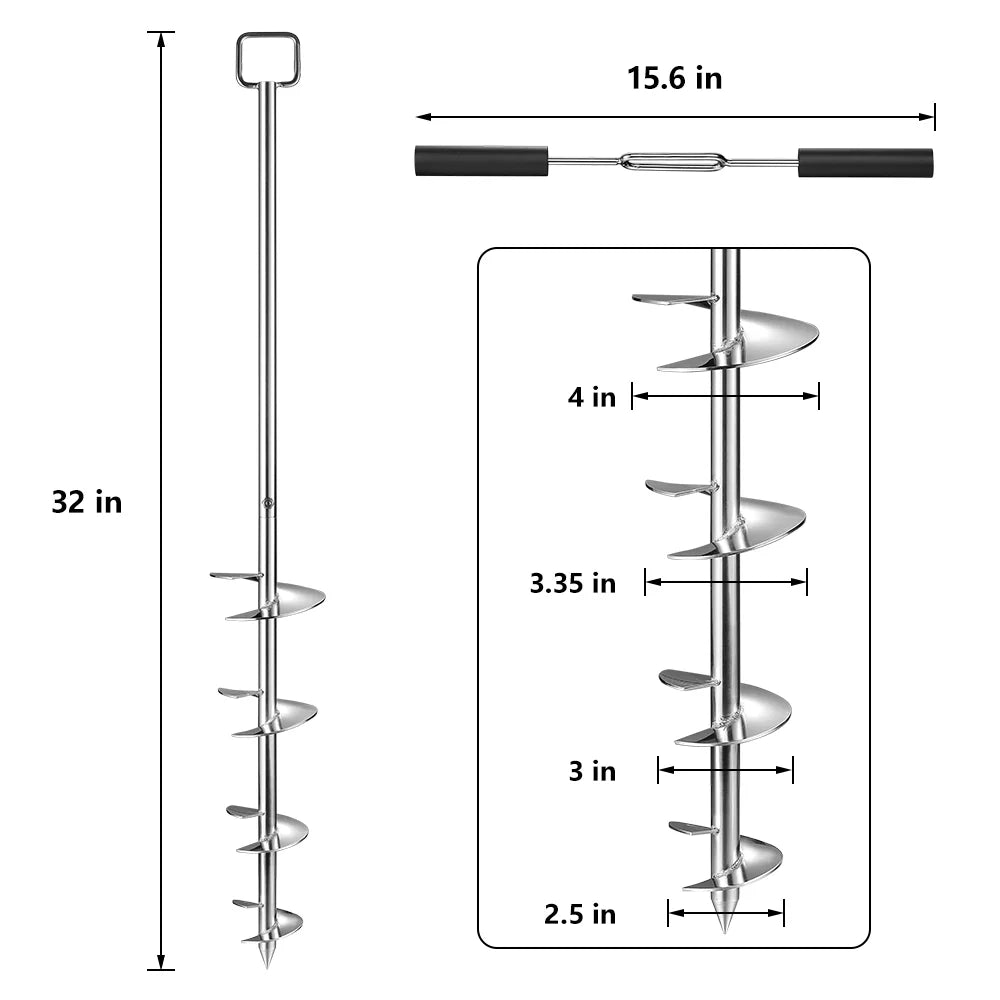 34in 316 Stainless Steel Marine Sand Anchor with Cable and Cleaning Brush A509