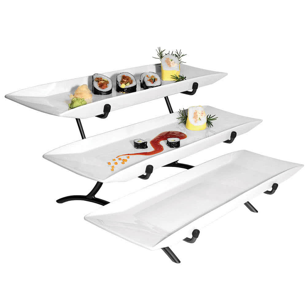 3 Level Long Platter Tier Black T398260