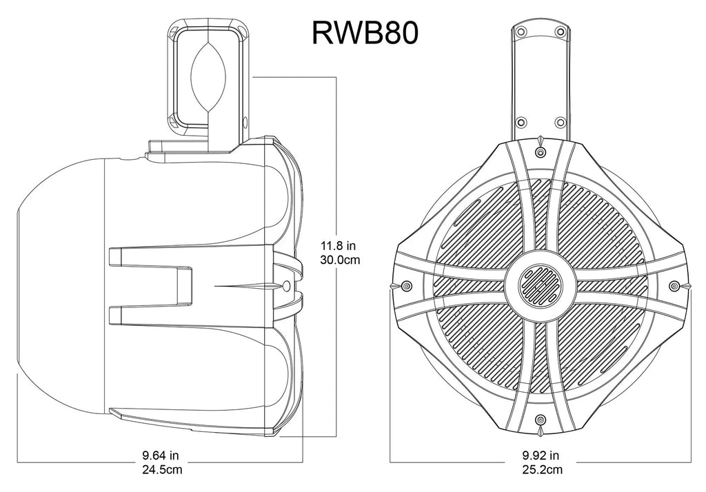 White 8" Marine Wakeboard Swivel Tower Speakers with Receiver Y608
