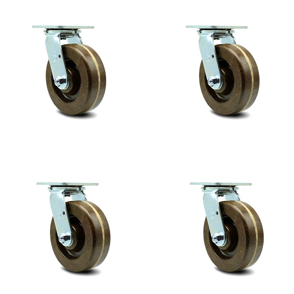 5" x 2" Brown Wheel Swivel Top Plate Caster, Pack of 2 I653