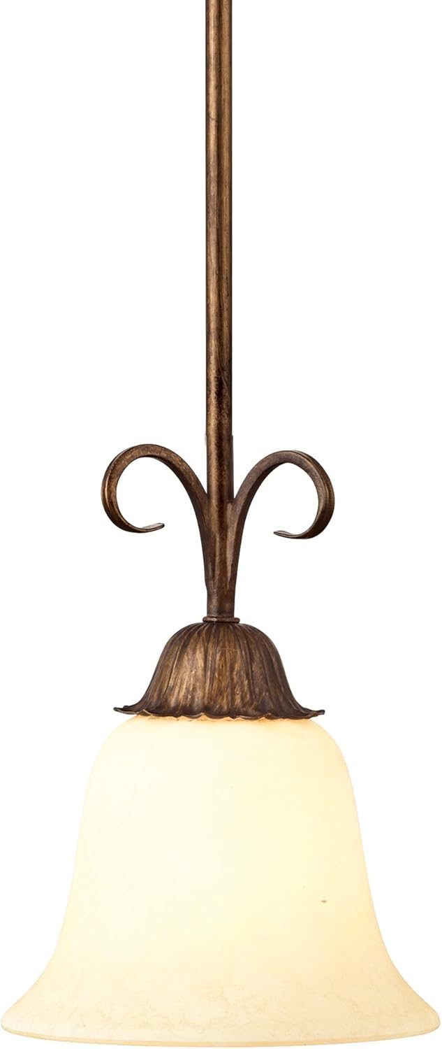 Ebony Gold Finish Burnt Scavo Glass One-Light Pendant V26391