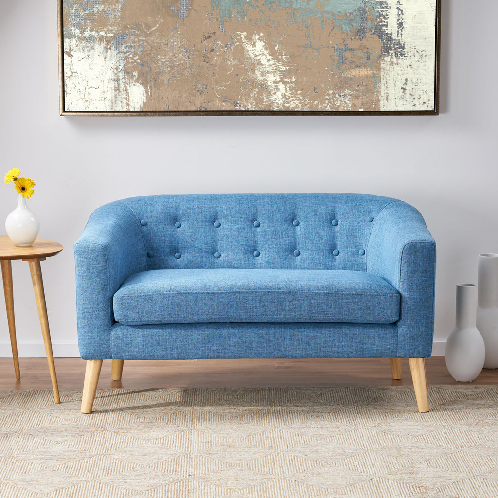 Muted Blue Fabric Loveseat F252