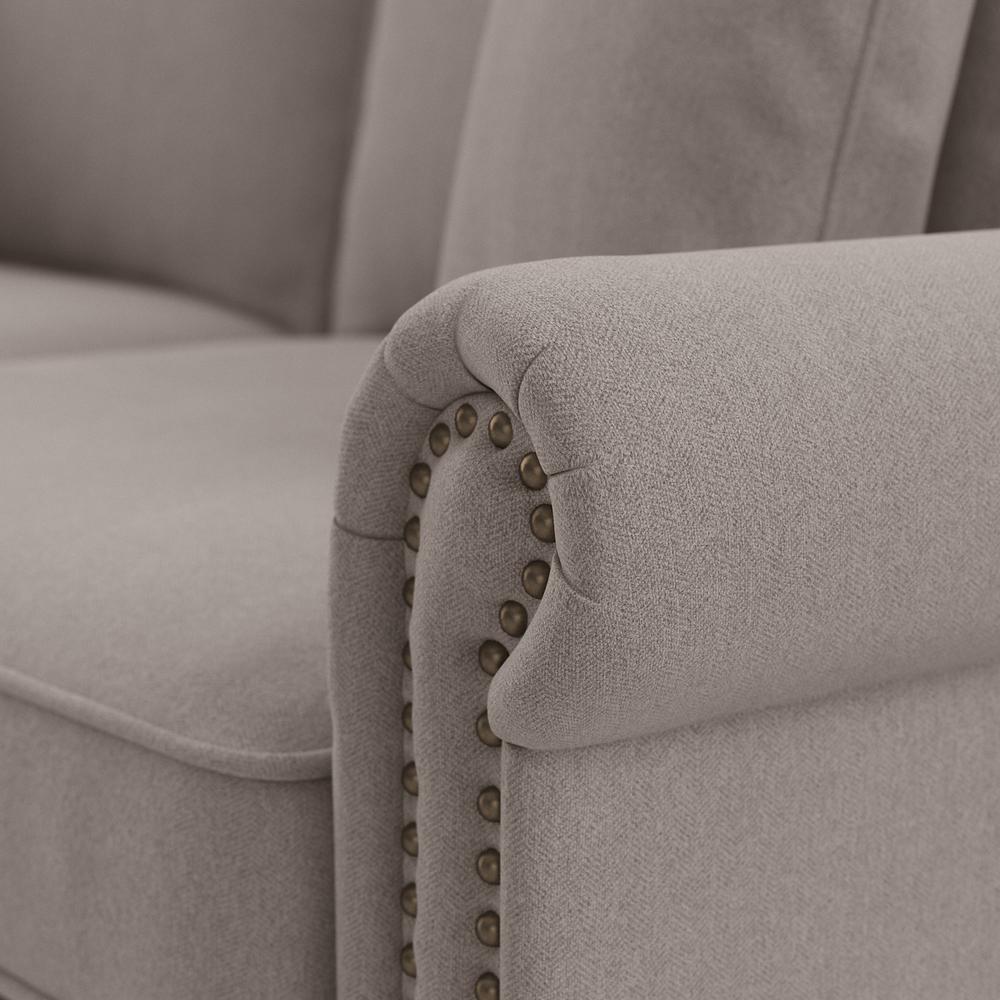 Beige Herringbone Fabric Sectional Couch with Ottoman T685
