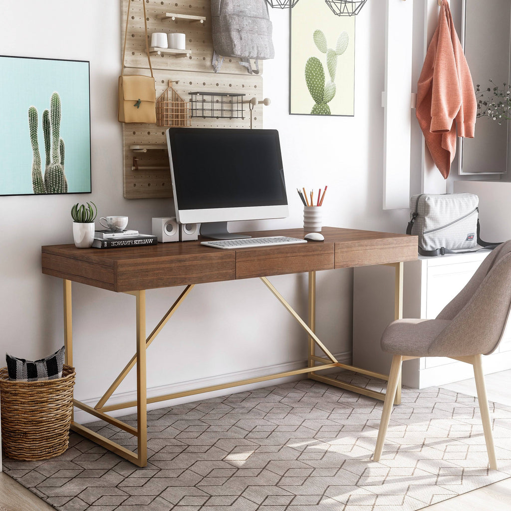 Pink 60-Inch 2-Drawer Desk V22950