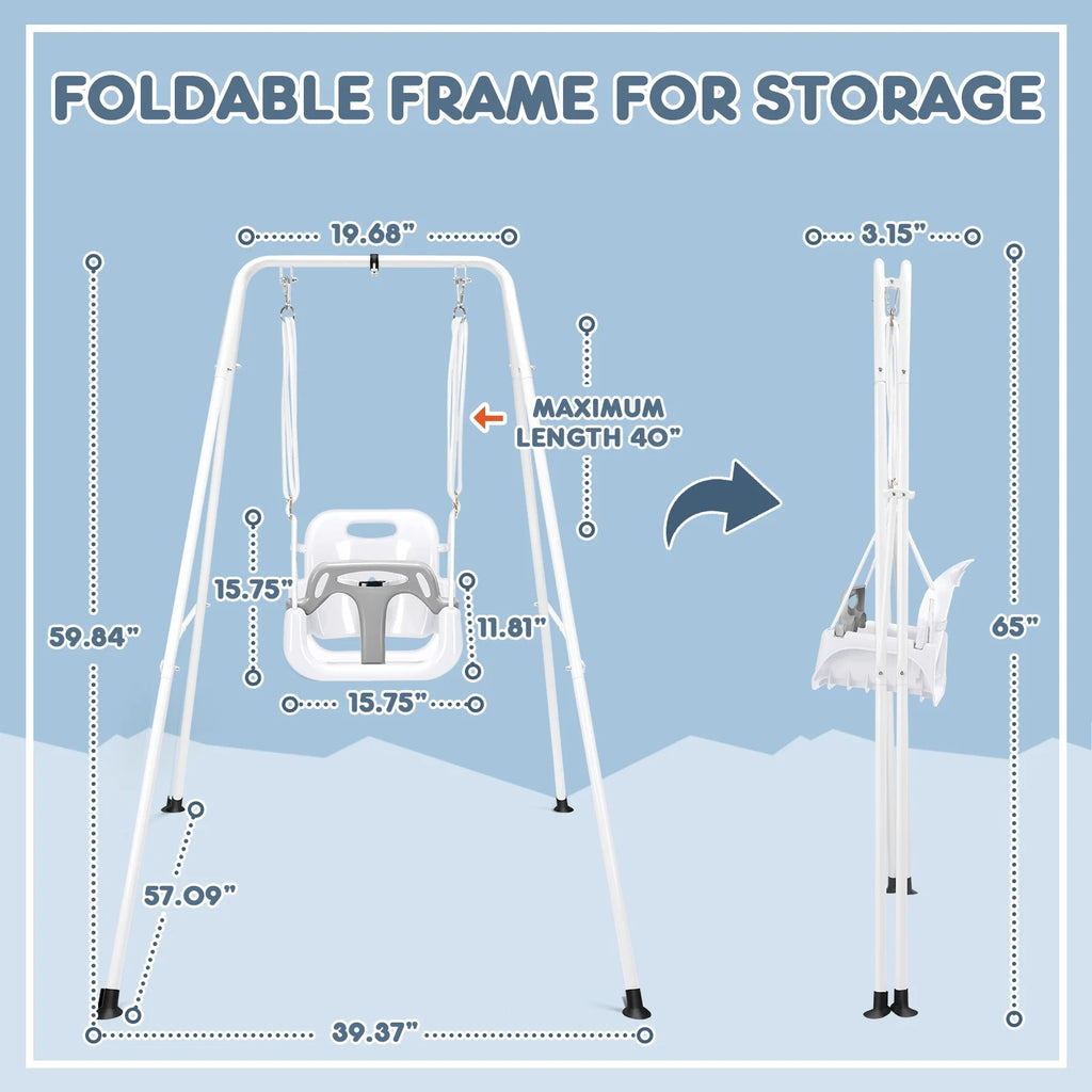 White Foldable Toddler Swing Set E120
