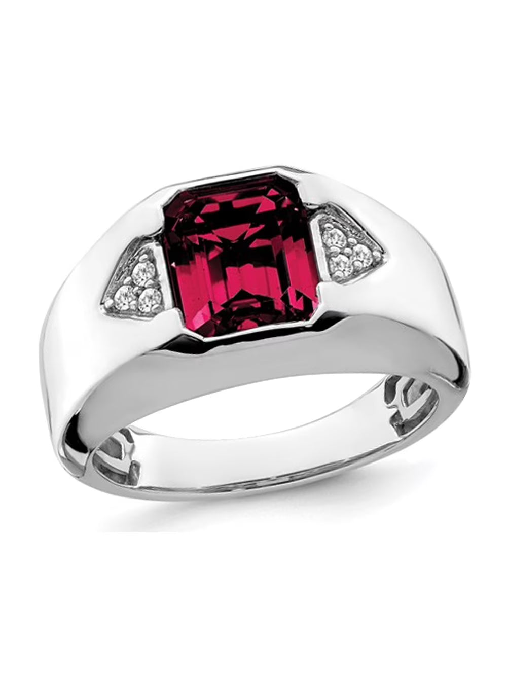 14K White Gold Ruby Ring with Diamonds D698
