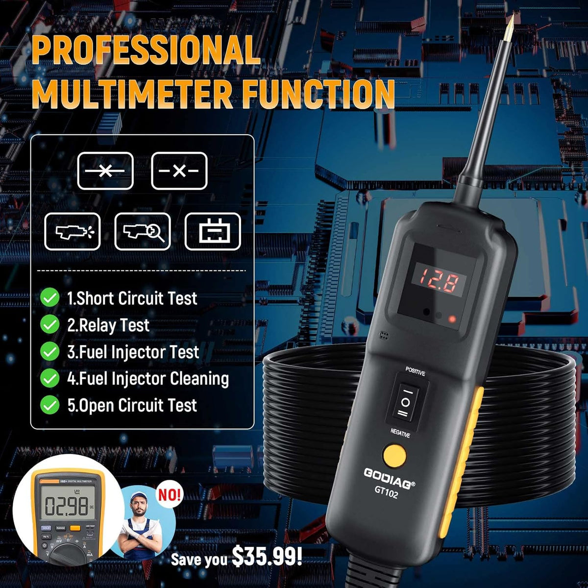 Circuit Analyzers Kit Automotive Circuit Tester with 20ft Extension Cable F872997