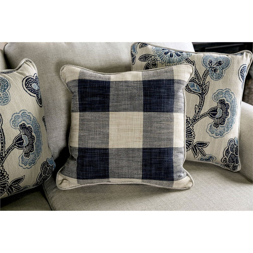 Ivory Fabric 3pc Sofa Set with Floral Chair M806663