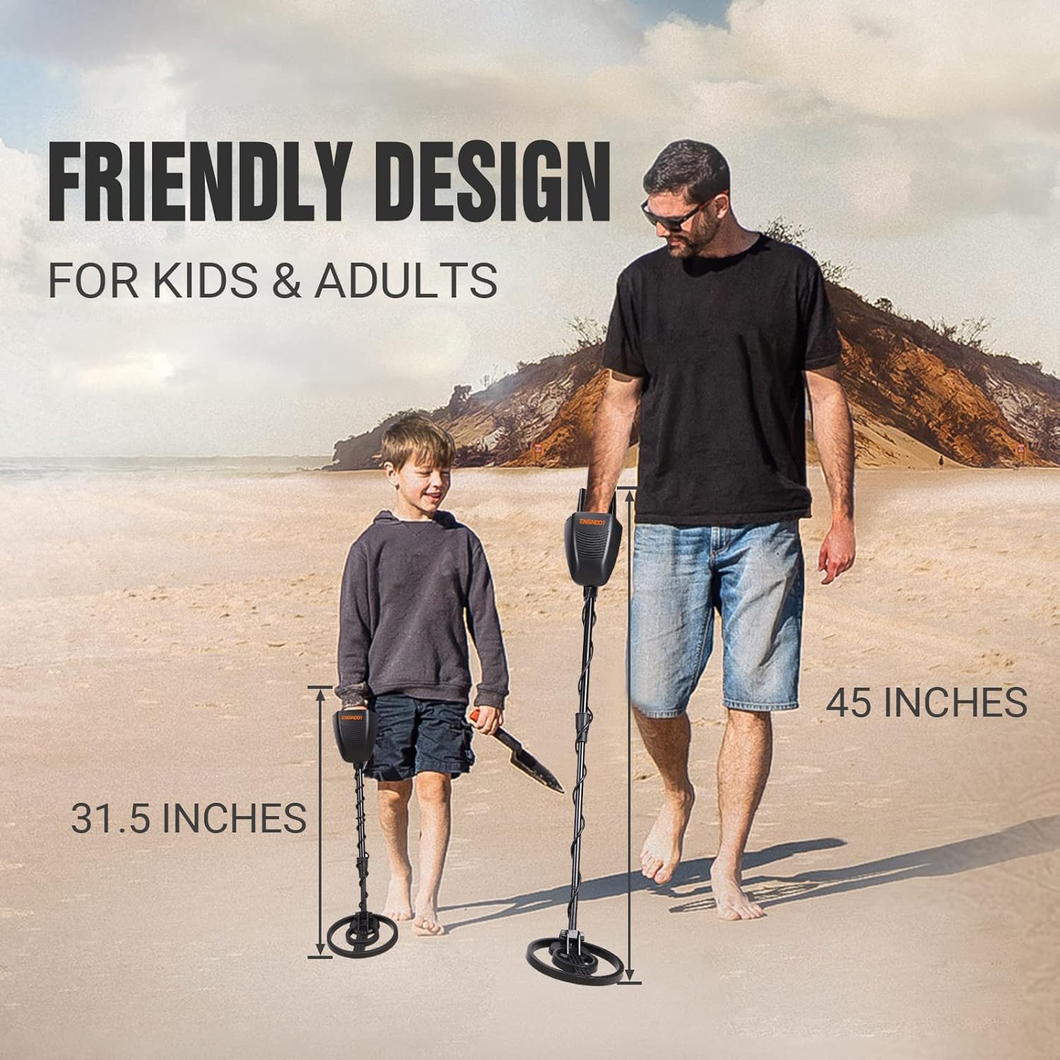 Metal Detector with LCD Display, Waterproof Coil, Carrying Case Pack of 2 V609995