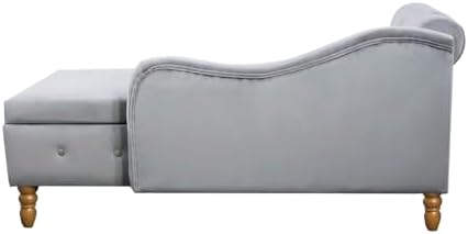 Velvet Chaise Lounge Chair with Button Tufted and Lumbar Pillow H24853