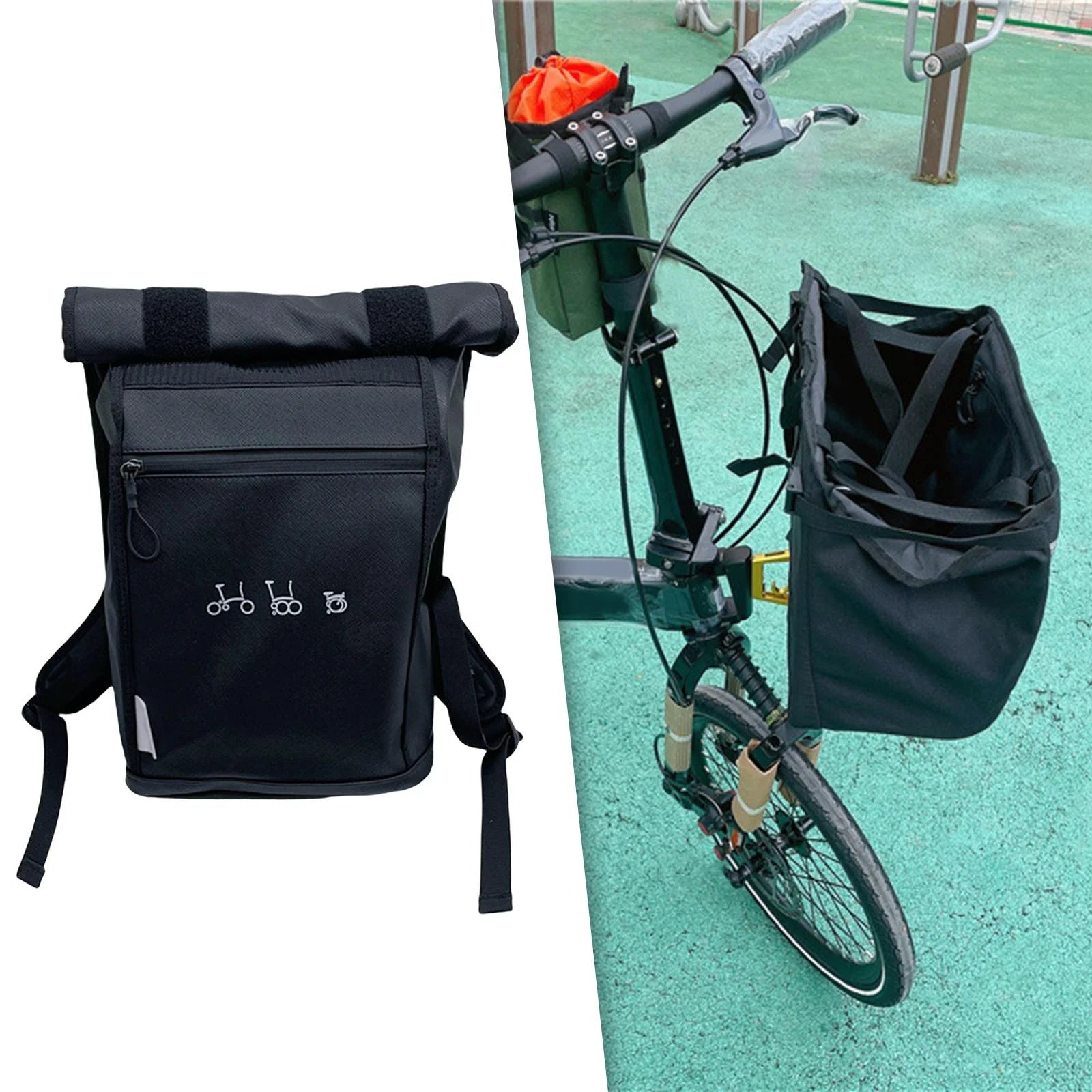 Folding Bike Basket Nylon Bag Large Capacity W200639