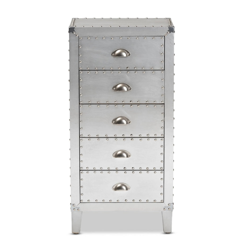 Silver Metal 5-Drawer Accent Chest Z947399