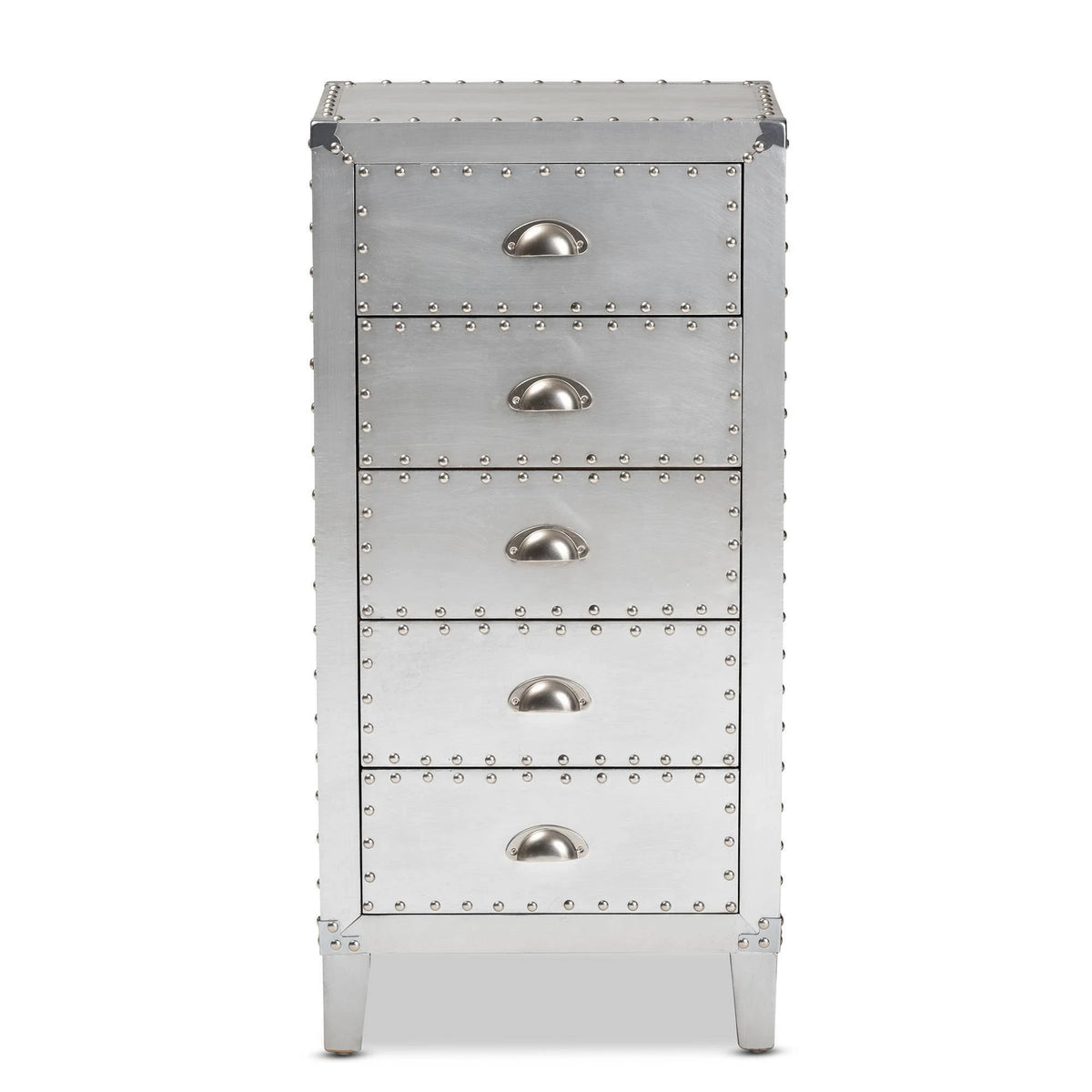 Silver Metal 5-Drawer Accent Chest Z947399