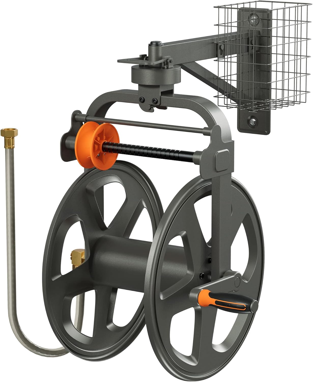 Wall Mounted Metal Hose Reel with Detachable Basket C966