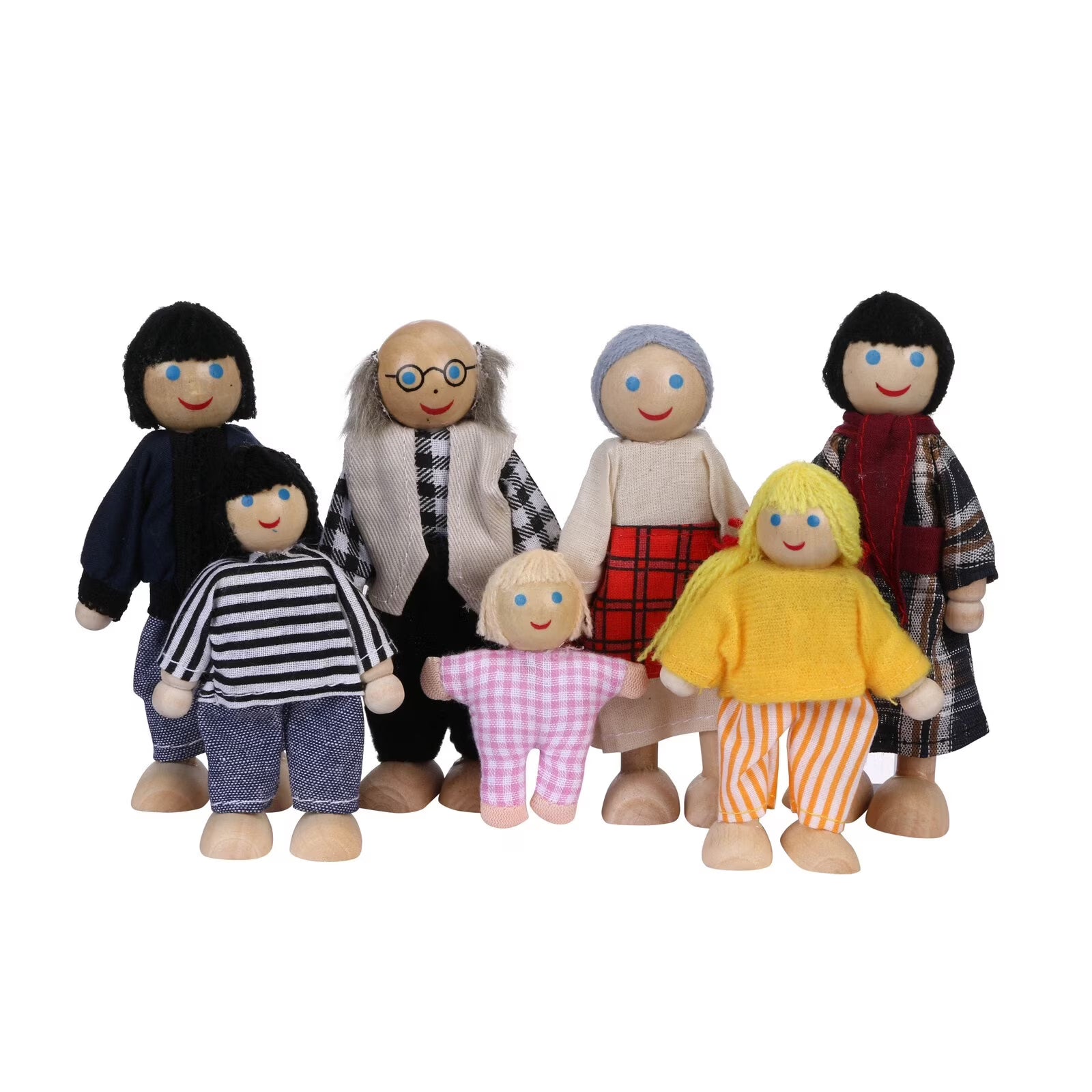 Wooden Dolls Family Playset Set of 7 X390