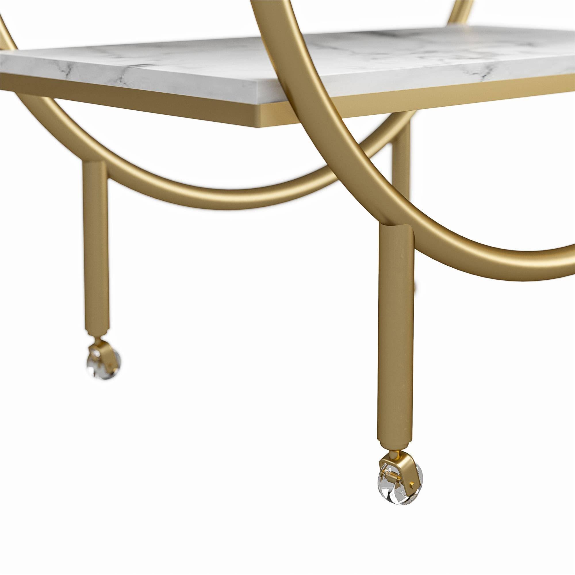 White Marble Round Bar Cart M7658