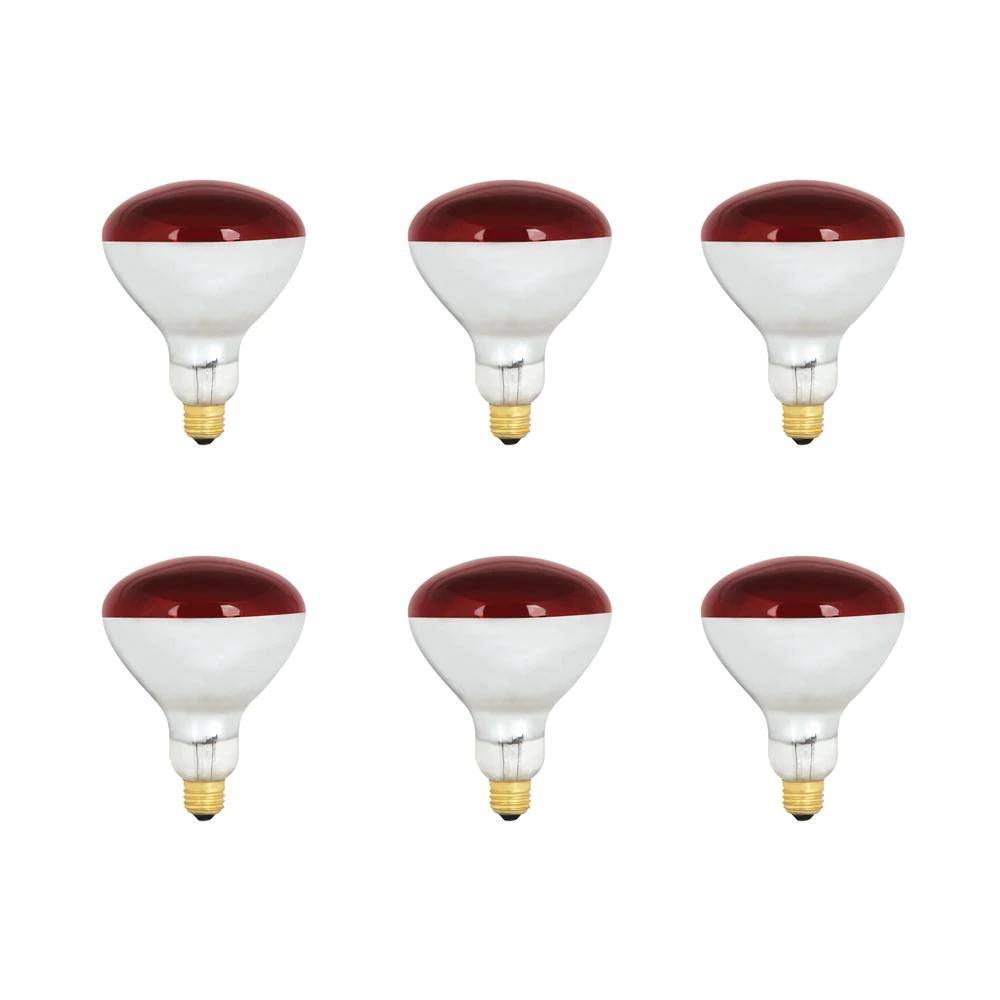 Red BR40 Dimmable Incandescent Infrared Heat Lamp Light Bulb (6-Pack) T13053