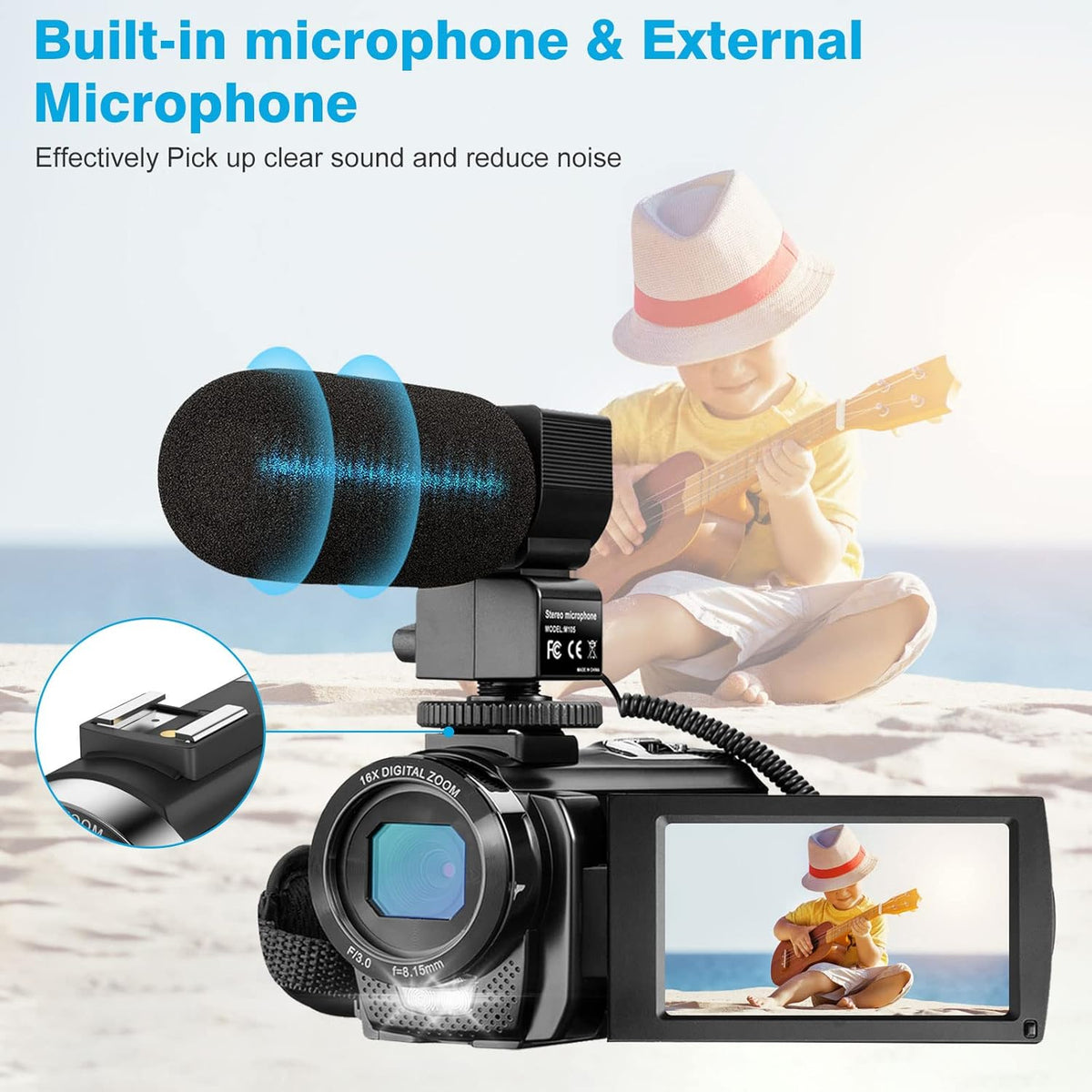 Full HD 1080P 24MP 30FPS 16X Zoom Digital Camera with 3.0 Inch 270° Rotation IPS Screen, Fill Light, Microphone, 2.4G Remote, 2 Batteries A5391