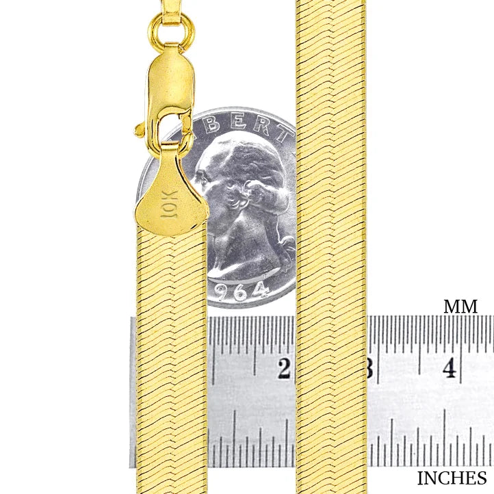 10k Yellow Gold Herringbone Chain Necklace 16" - 24" B55854