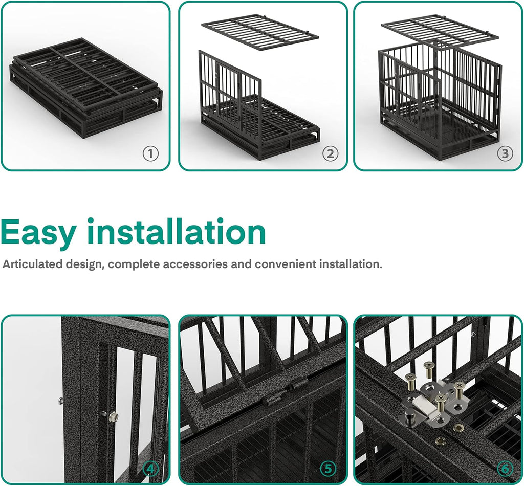 36 Heavy Duty Metal Dog Kennel and Crate, Double Door, Black Z169