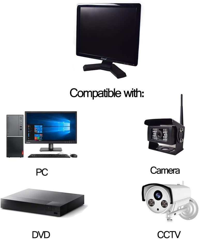 17 inch CCTV Security Monitor with BNC VGA HDMI AV Built-in Speaker 4:3 HD Display LCD Screen with USB Media Player O1495