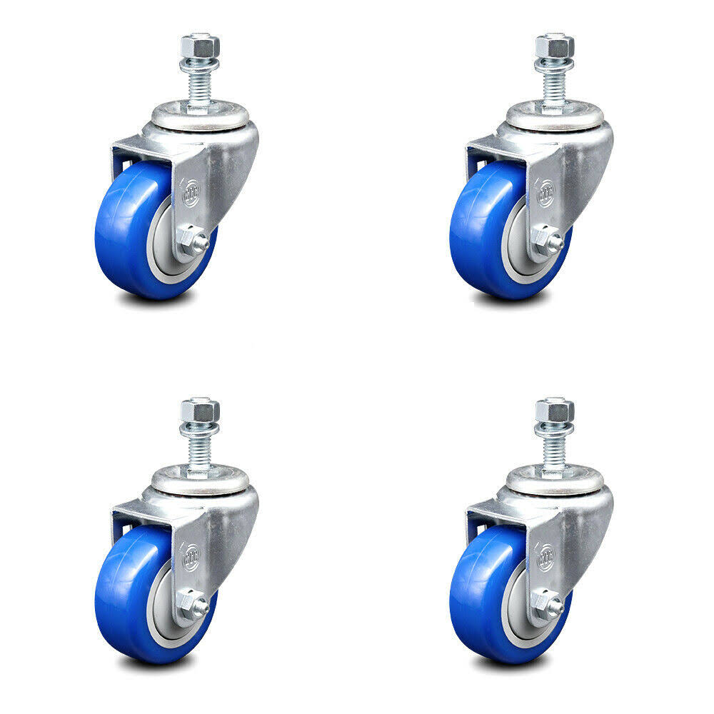 Blue Poly Swivel Caster Set of 4 with 3.5x22 Wheels and 12mm Stem M20630