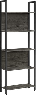 Rustic Brown 5-Tier Steel Frame Bookcase V49385