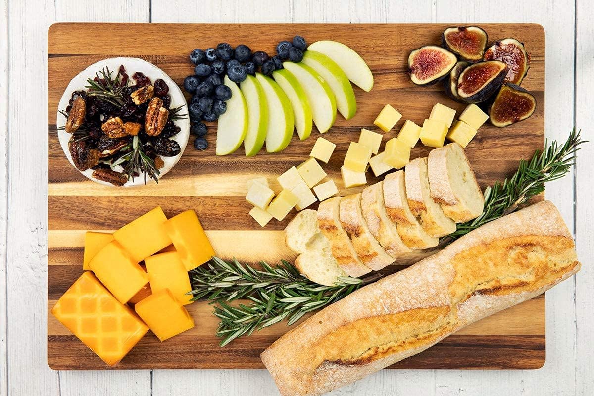 Large Wood Cutting Board, 17x12 Inch Reversible Hardwood T8872