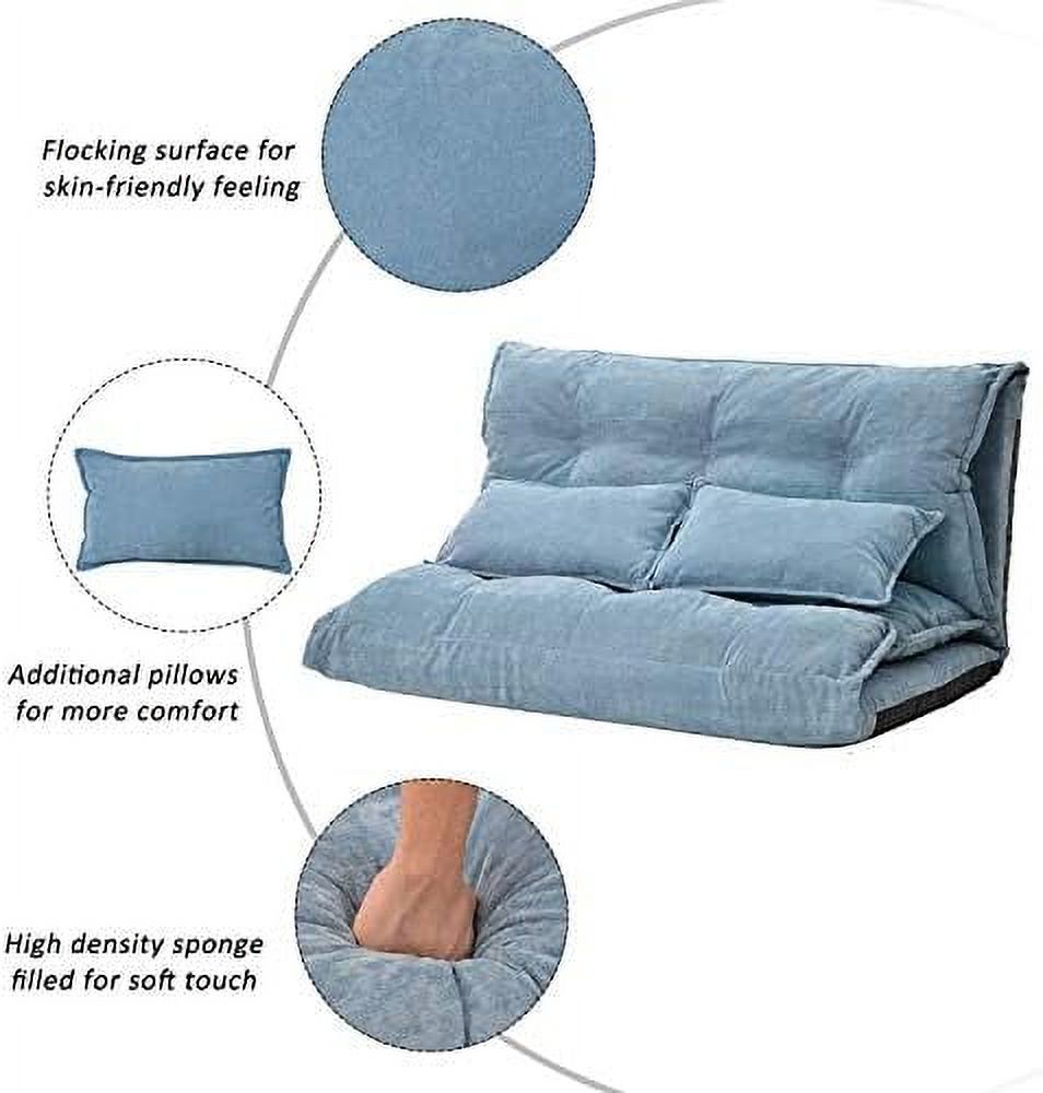 Blue Adjustable Floor Sofa Bed with 2 Pillows F18980