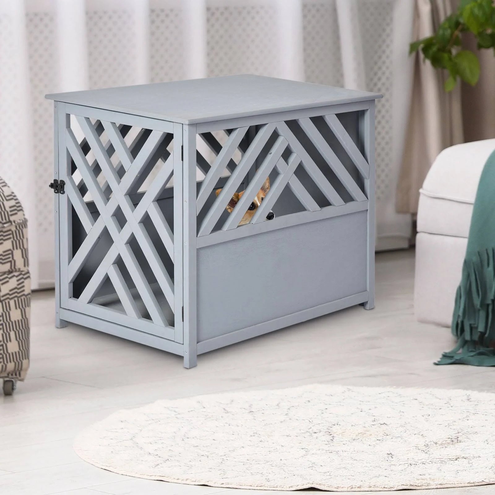 Natural Fir Wood Dog Cage/Crate S397253