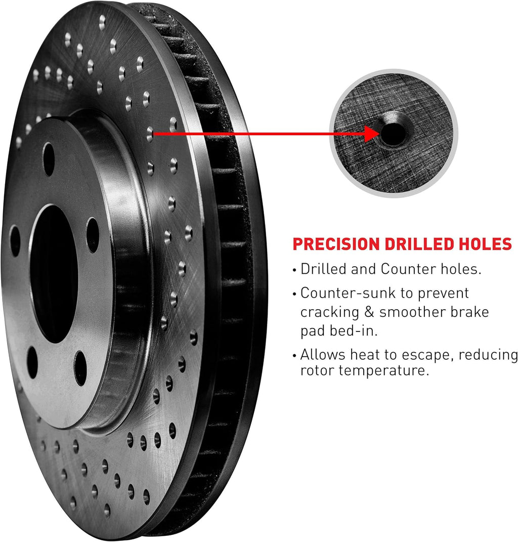 Front Black Drilled Brake Rotors Kit with Semi-Met Pads U396
