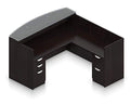 L Shaped Reception Desk with Glass Transaction Counter and Drawers S6629