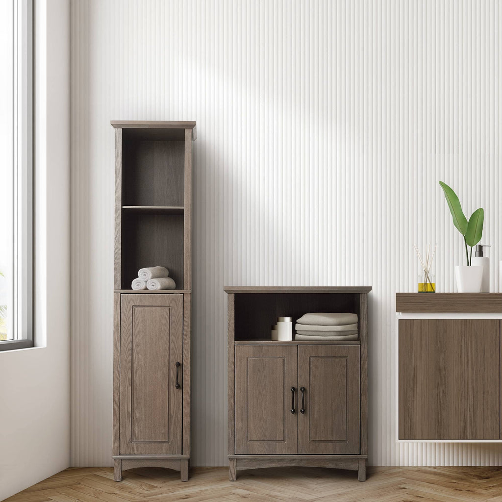 Wooden Bathroom Cabinet Linen Tower Salt Oak X837