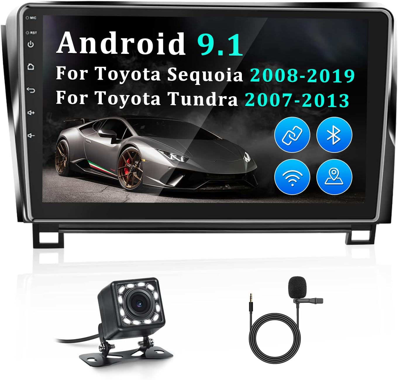 10.1 inch Android Car Radio Stereo Touchscreen with Bluetooth WiFi Backup Camera Microphone U338